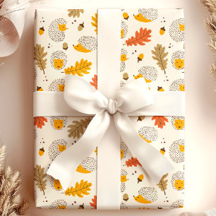 Papel De Regalo Patrón de hojas de otoño floral de puercoespín