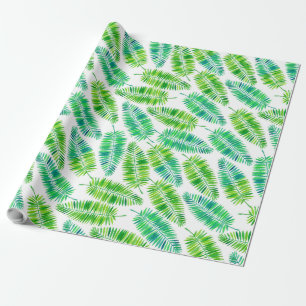 Papel De Regalo Patrón de hojas de palma de color agua