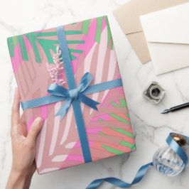 Papel De Regalo Patrón de hojas de palma tropicales coloridas