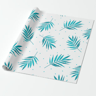 Papel De Regalo Patrón de hojas de palma tropicales verde azulado