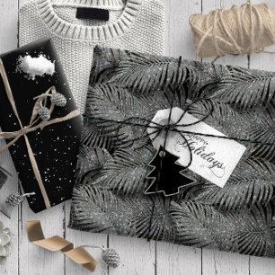 Papel De Regalo Patrón de hojas de palmas esparkling ID831 platead