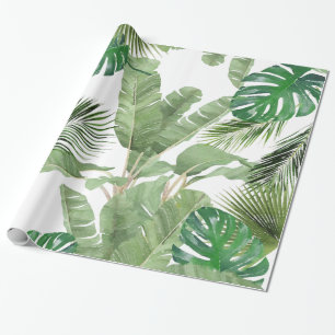 Papel De Regalo Patrón de hojas tropicales de color agua