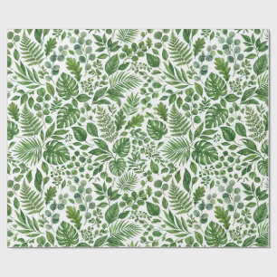 Papel De Regalo Patrón de hojas tropicales verdes en acuarela