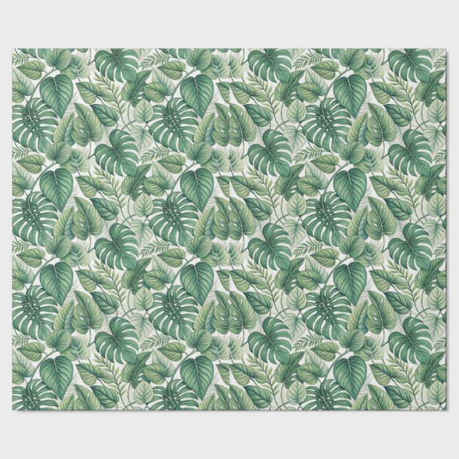 Papel De Regalo Patrón de hojas verdes (Costura)