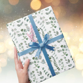 Papel De Regalo Patrón de hojas verdes tropicales de eucalipto