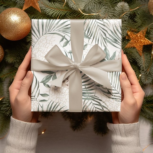 Papel De Regalo Patrón de hojas y flores de acuarela tropical (Subido por el creador)