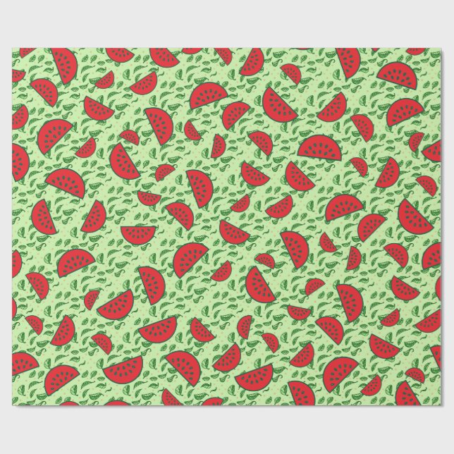 Papel De Regalo Patrón de hojas y sandías (Superficie plana)