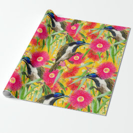 Papel De Regalo Patrón de Honeyeater de cara azul
