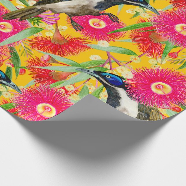 Papel De Regalo Patrón de Honeyeater de cara azul (Esquina)
