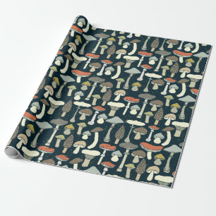 Papel De Regalo Patrón de Hongos del Bosque Rústico