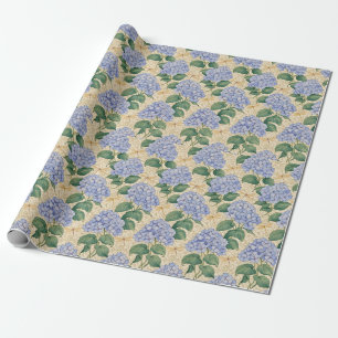 Papel De Regalo Patrón de Hortensia Art Nouveau con Libélulas