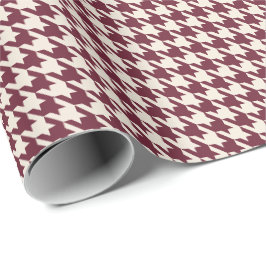 Papel De Regalo Patrón de Houndstooth de Borgoña y Crema Cálida
