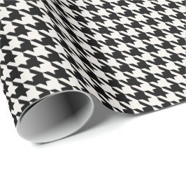 Papel De Regalo Patrón de Houndstooth Negro y Marfil | Clásico 