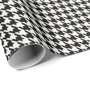 Papel De Regalo Patrón de Houndstooth Negro y Marfil Clásico
