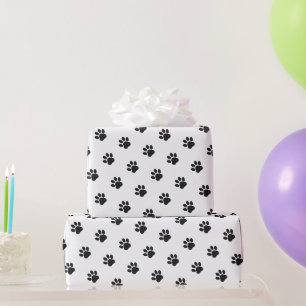 Papel De Regalo Patrón de Huella de Pata en Blanco y Negro