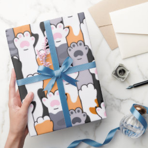 Papel De Regalo Patrón de Huellas de Gato