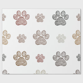 Papel De Regalo patrón de huellas de pata marrones
