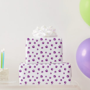 Papel De Regalo Patrón de huellas de patas moradas