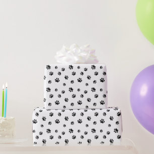Papel De Regalo Patrón de Huellas Negras de Pata