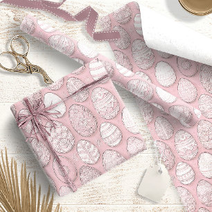 Papel De Regalo Patrón de Huevos de Pascua Decorados ID1096 Rosa