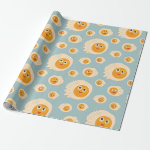 Papel De Regalo Patrón de Huevos Fritos Comida Cuta