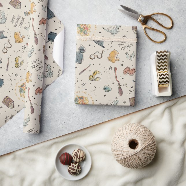 Papel De Regalo Patrón de iconos de Harry Potter - Cumpleaños (Artesanía)
