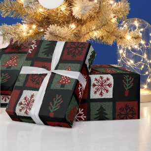 Papel De Regalo Patrón de iconos de Navidad con textura de alfombr