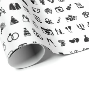 Papel De Regalo patrón de iconos de símbolos de boda pequeños