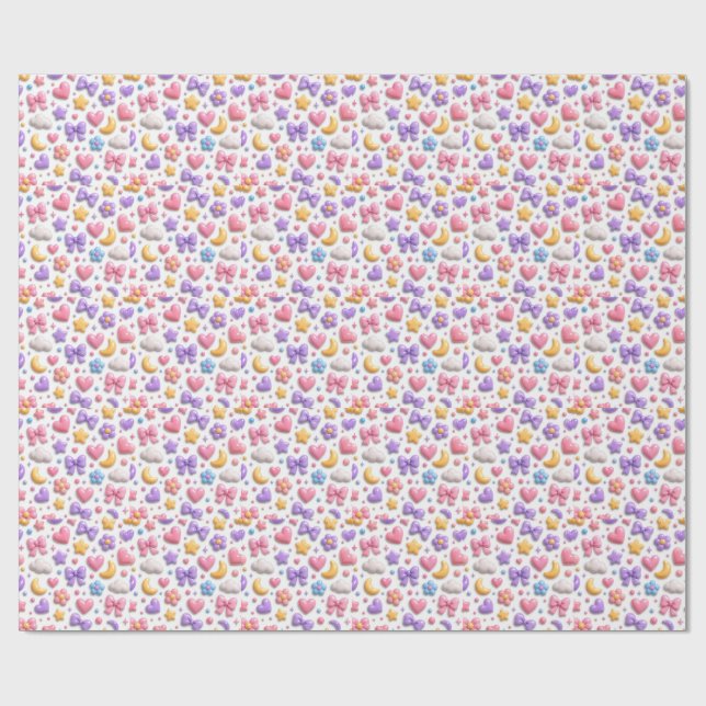 Papel De Regalo Patrón de iconos pastel de dulces lindos (Superficie plana)