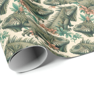 Papel De Regalo Patrón de iguana de época