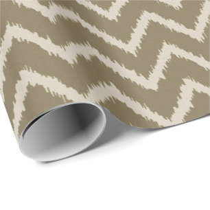 Papel De Regalo Patrón de Ikat Chevron - Taupe y beige
