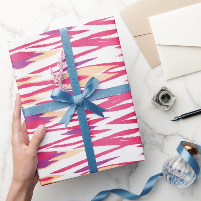 Papel De Regalo patrón de ikat de acuarela rosa abstracta de moda (Regalar)