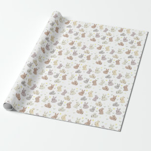 Papel De Regalo Patrón de Ilustracion de conejo y flor