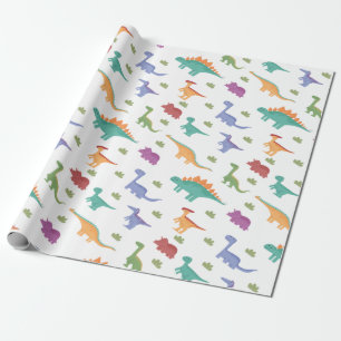 Papel De Regalo Patrón de ilustración de dinosaurio Navidad Cumple