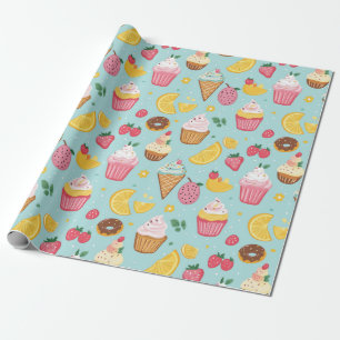 Papel De Regalo Patrón de Ilustracion de elementos alimentarios ac