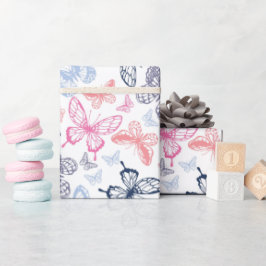 Papel De Regalo Patrón de Ilustracion de mariposa de color crudo