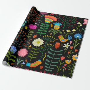 Papel De Regalo Patrón de ilustracion dibujado a mano con flores a