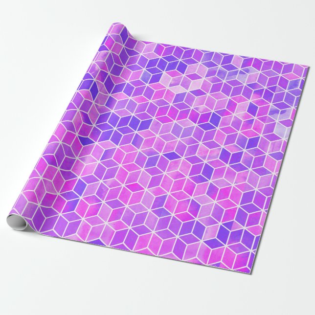 Papel De Regalo Patrón de ilustracion hexagonal de acuarela (Desenrollado)