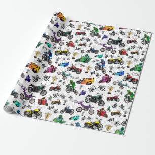 Papel De Regalo Patrón de Ilustraciones de motocicleta de Guay