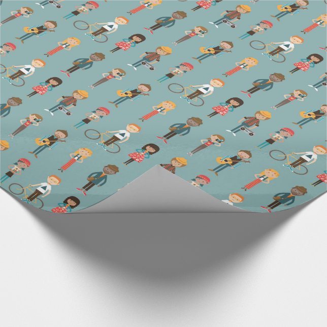 Papel De Regalo Patrón de Ilustraciones de personas de Personaliza (Esquina)