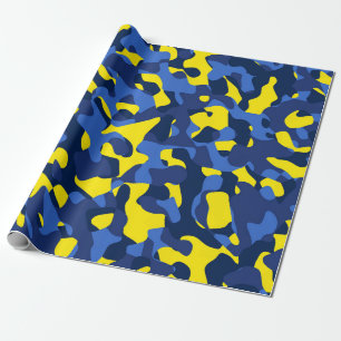 Papel De Regalo Patrón de impresión de camuflaje amarillo azul