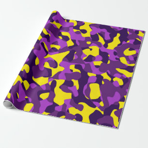 Papel De Regalo Patrón de impresión de camuflaje amarillo morado