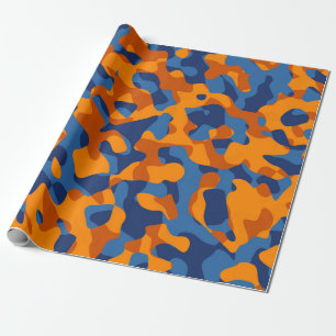 Papel De Regalo Patrón de impresión de camuflaje azul Naranja