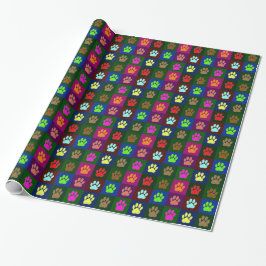 Papel De Regalo Patrón de impresión de hojas de perro multicolores