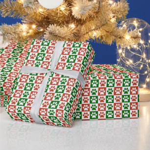 Papel De Regalo Patrón de impresión de hojas rojas y verdes de l
