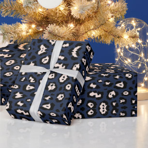 Papel De Regalo Patrón de impresión de leopardo de las gotas azul
