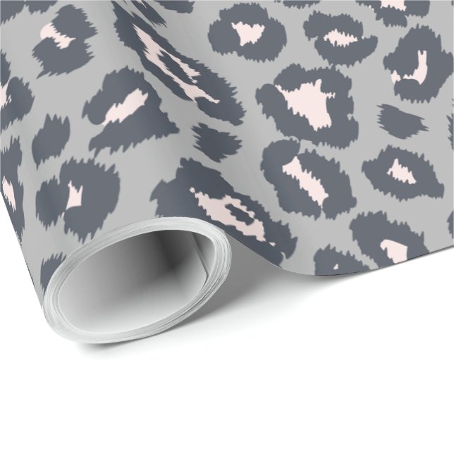 Papel De Regalo Patrón de impresión de leopardo gris de Moda (Esquina del rollo)