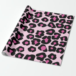 Papel De Regalo Patrón de impresión de leopardo rosa y negro