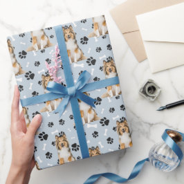Papel De Regalo Patrón de impresión de pastas de perro de color
