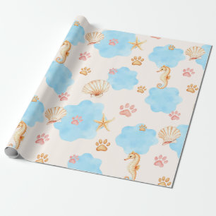 Papel De Regalo Patrón de impresión de pata de inspiración oceánic